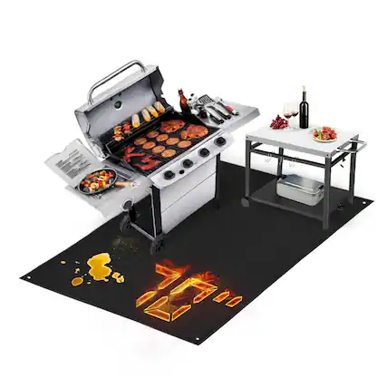 Front. Reds Spade - X In Grill Mats For Outdoor Fireproof Griddle Compatible With Blackstone To Protect The Deck Accessories - ... - 70" x 48" x 0.04".
