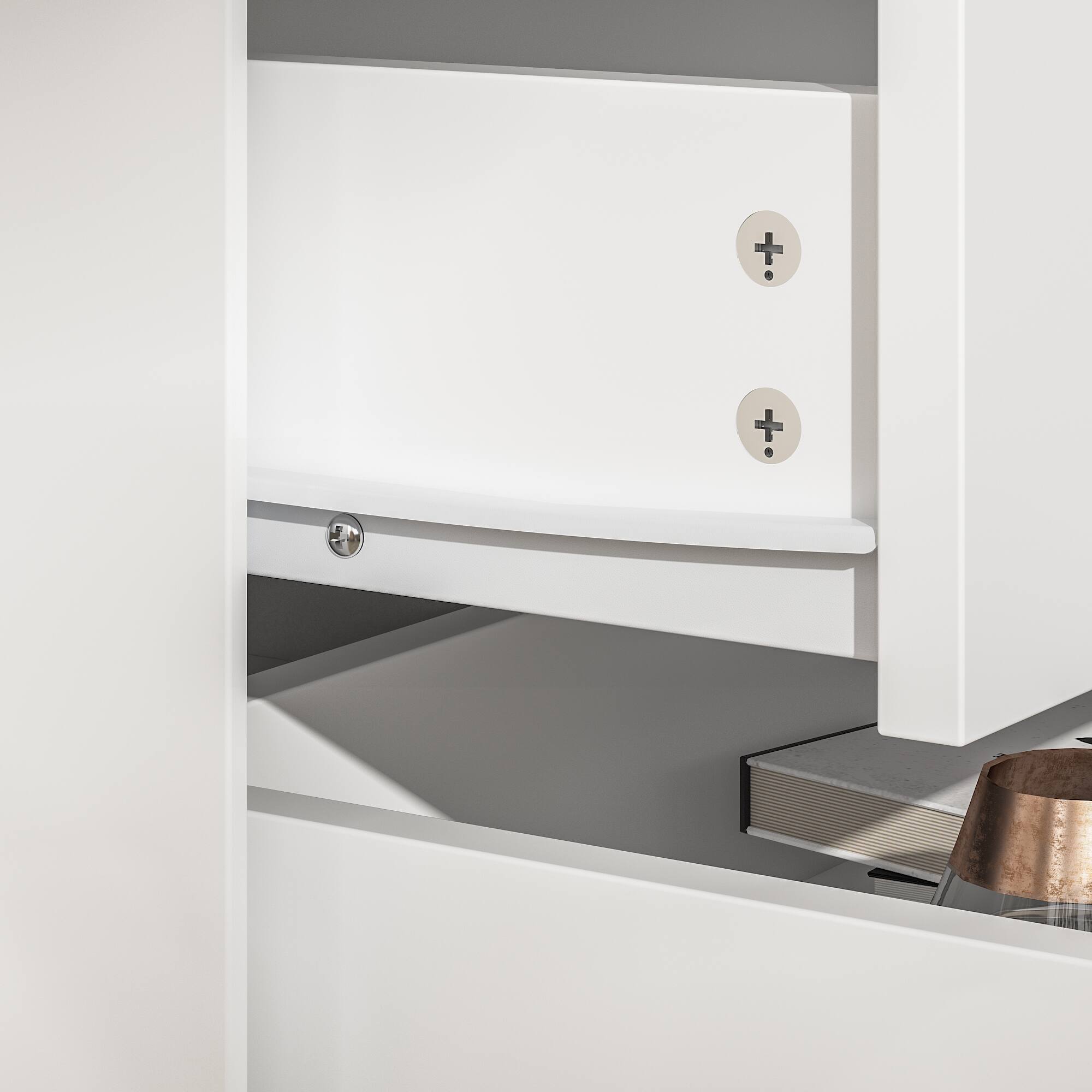 Alt View 4. FUFU & GAGA - Luxury 3 Drawer Nightstand Bedside Table with Gold Accents Modern End Table Storage Cabinet for Bedroom Living Room - White.