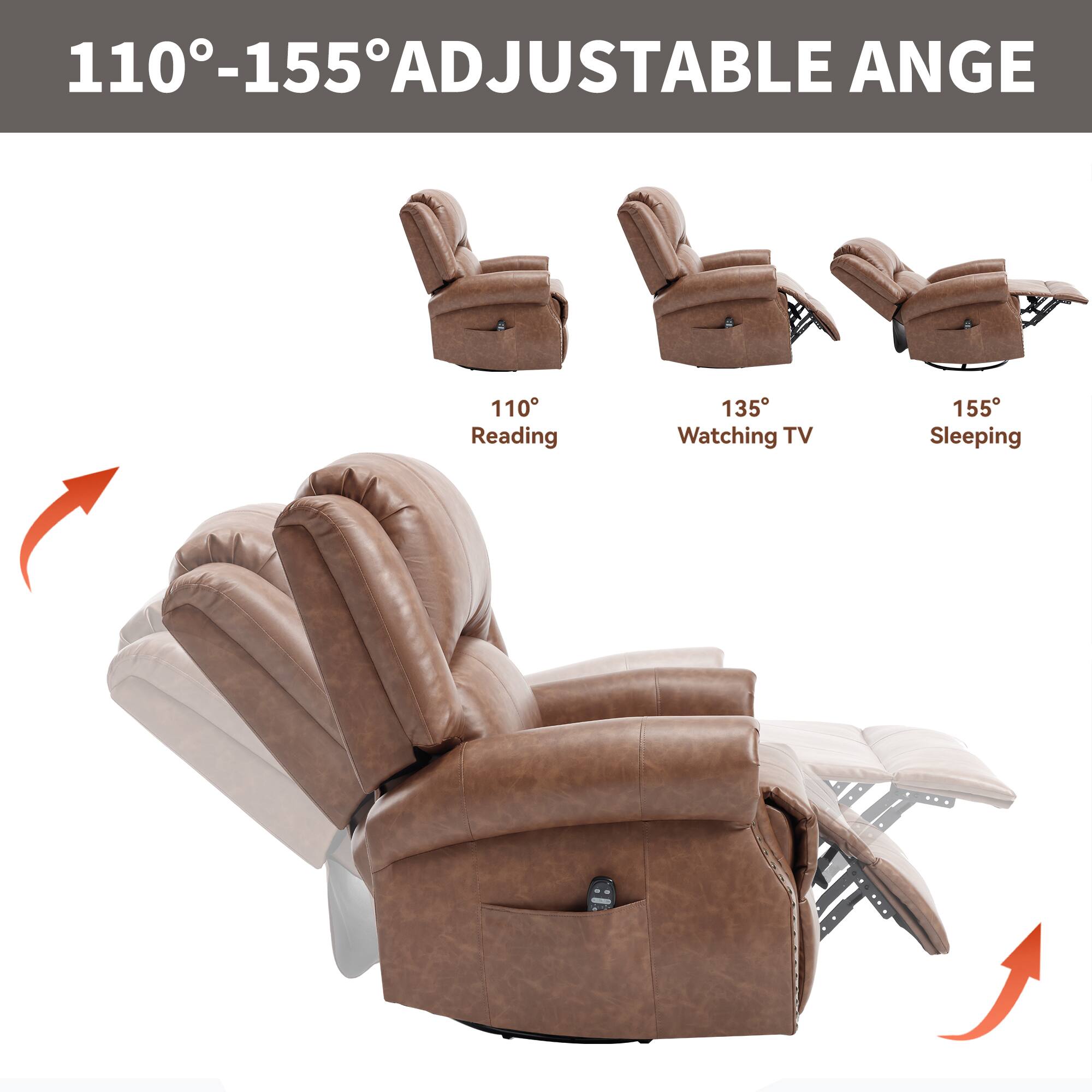 110°-155° ADJUSTABLE ANGLE

110° Reading  
135° Watching TV  
155° Sleeping