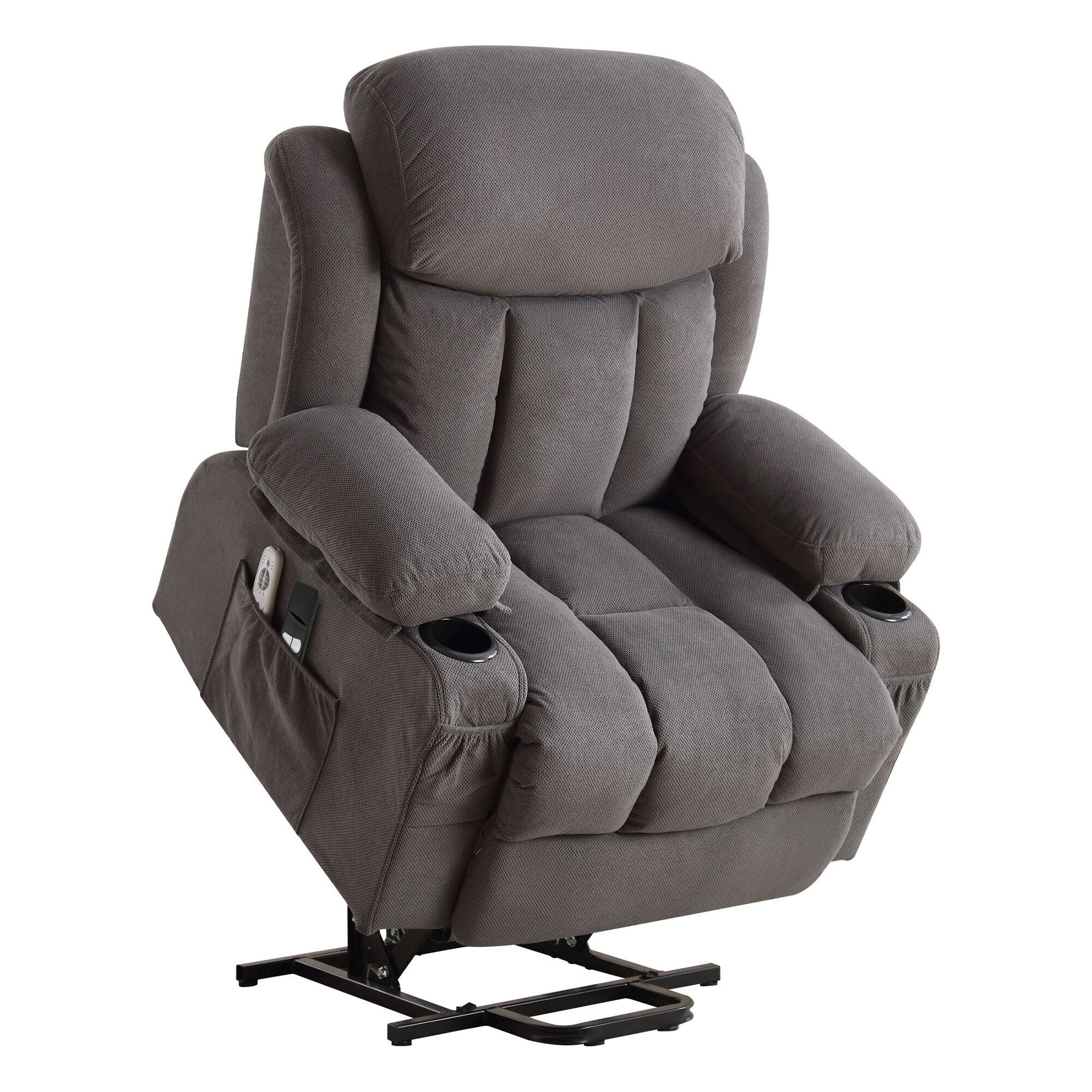Alt View 4. GOODSILO - Power Lift Recliner Chair with Heat & Massage, Electric Fabric Recliner for Elderly with USB Port & Remote - Grey.