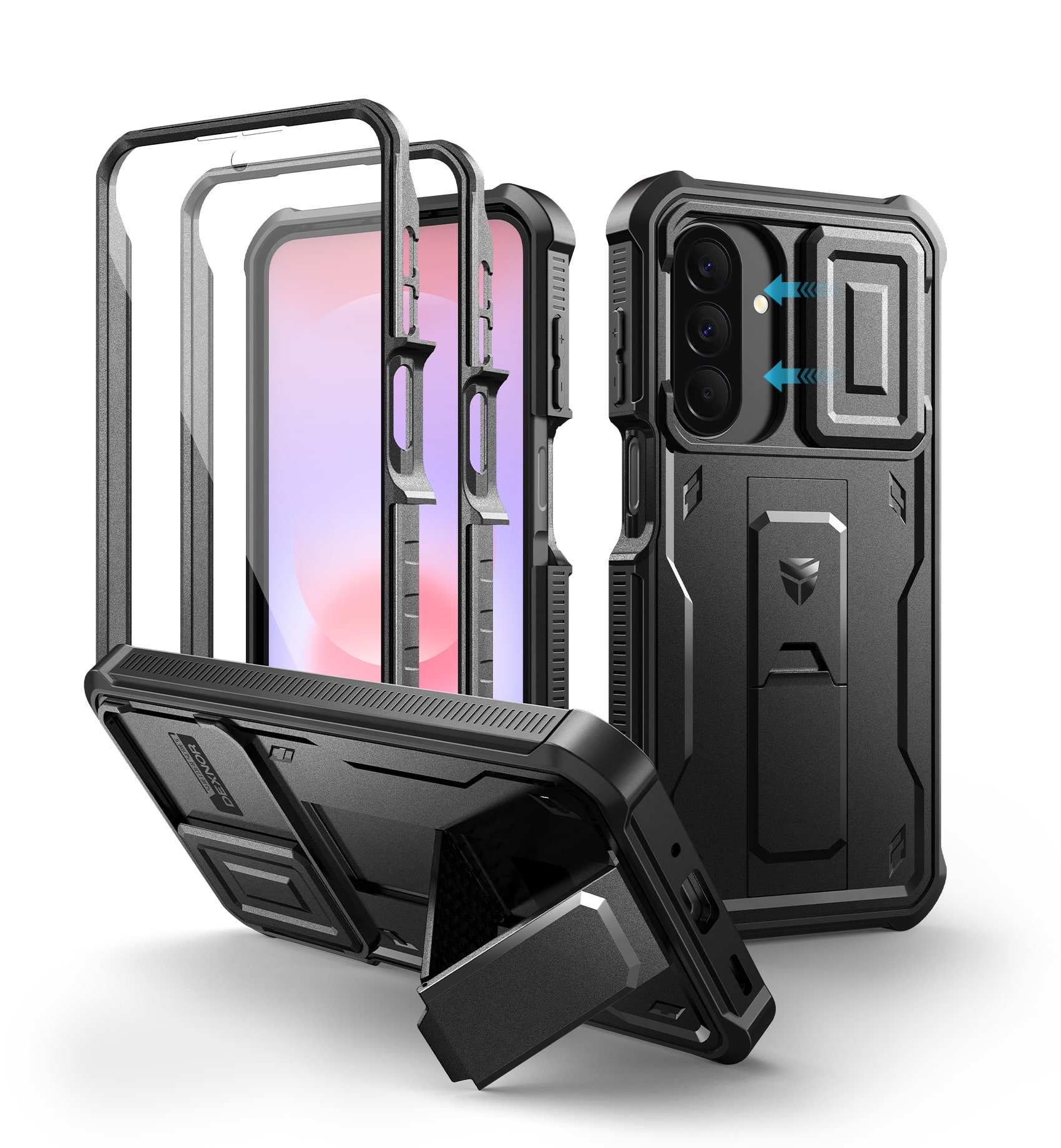 Dexnor - Hard Shell Case for Samsung Galaxy A27 5G with 2 Front Frame & Built-in Magnetic Slide Camera Cover & Kickstand - Black price history on PriceWatchPro