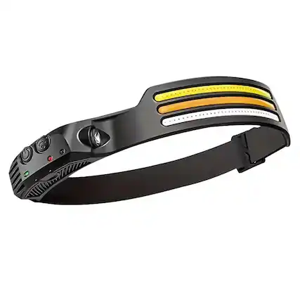 Front. Cluzine - COB LED Sensor Headlamp, USB Rechargeable Built-in Battery Head Light for Fishing Camping Outdoor - Black.