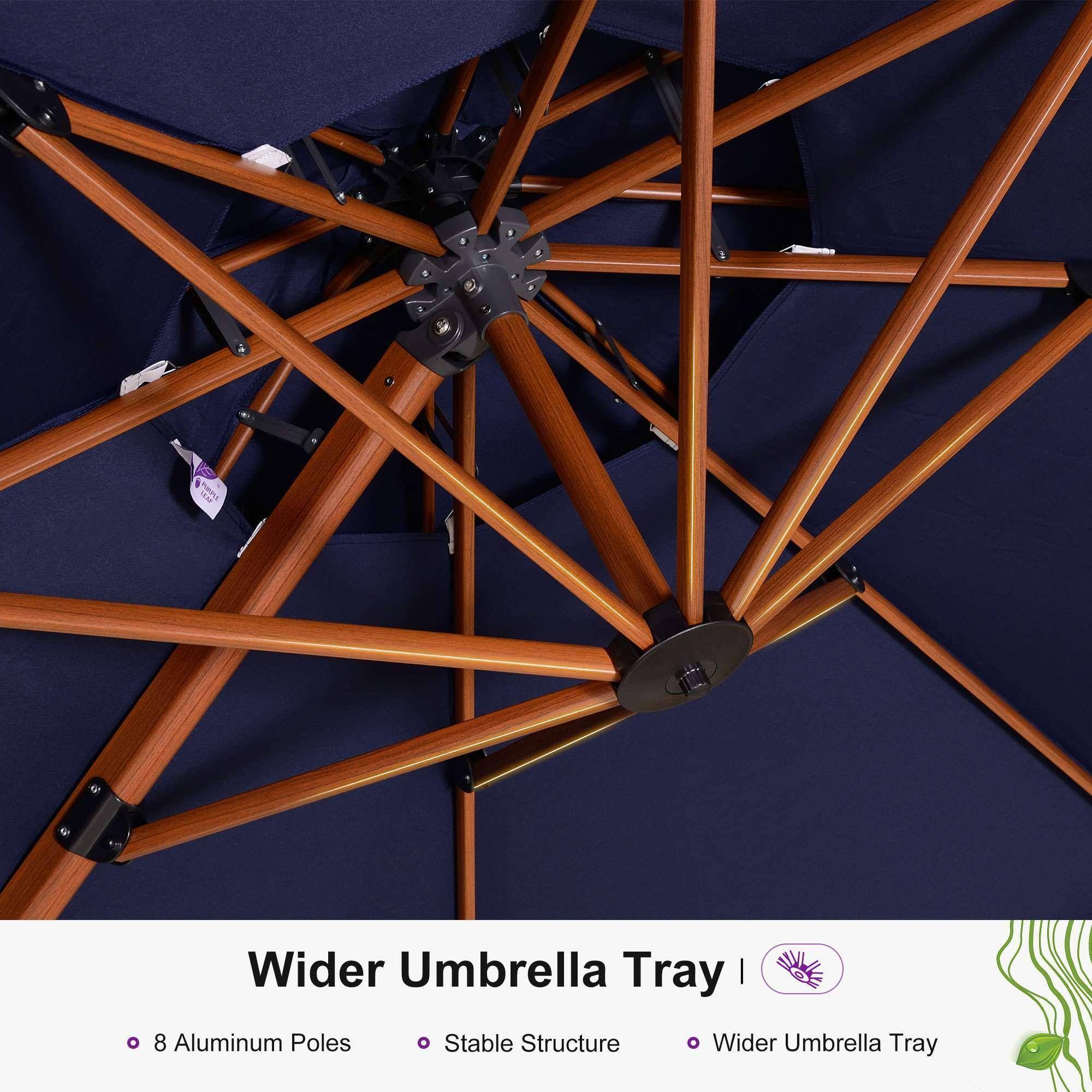 Wider Umbrella Tray | 8 Aluminum Poles | Stable Structure | Wider Umbrella Tray