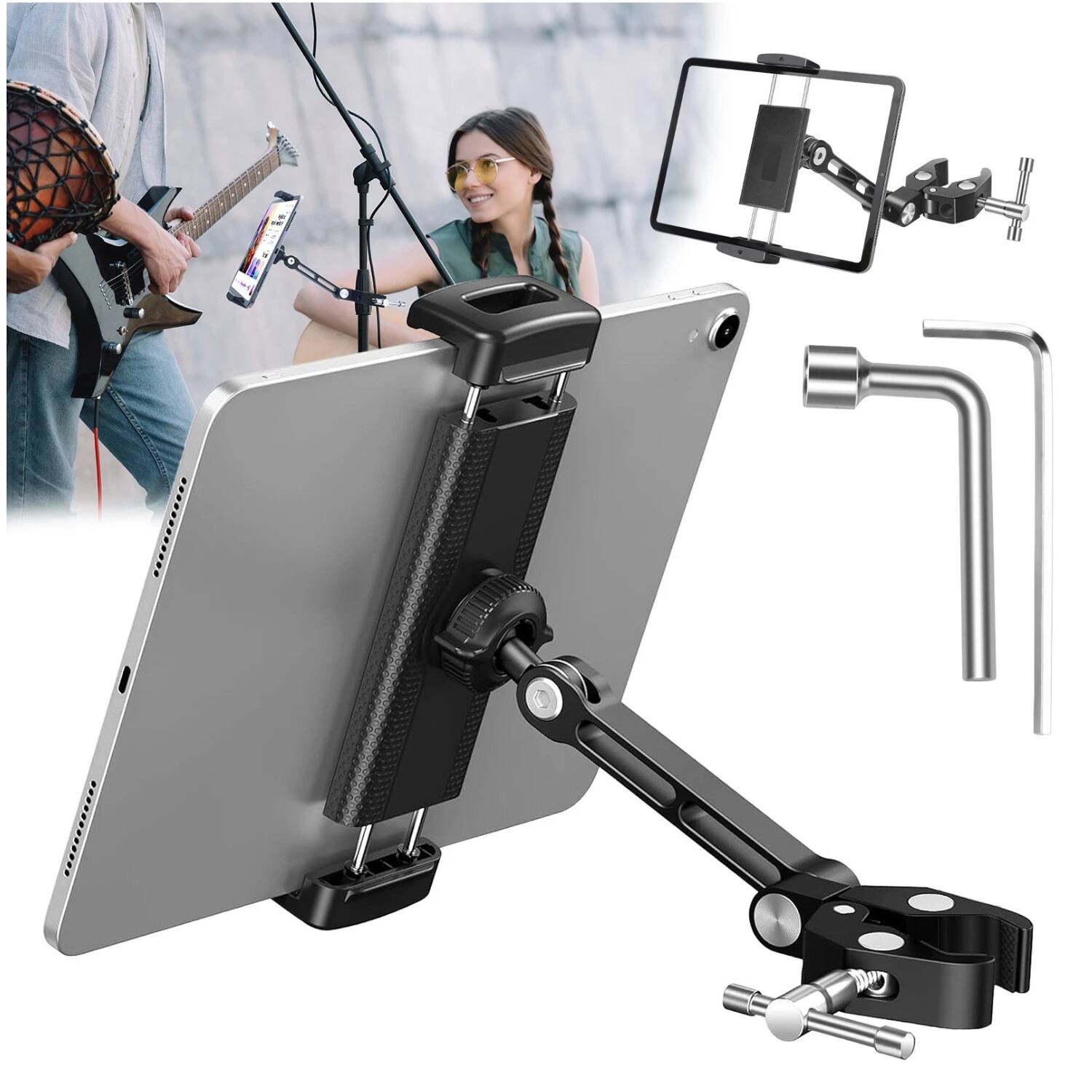 Left. Home Collection - Universal Mic Stand Tablet Holder Mount - Black.