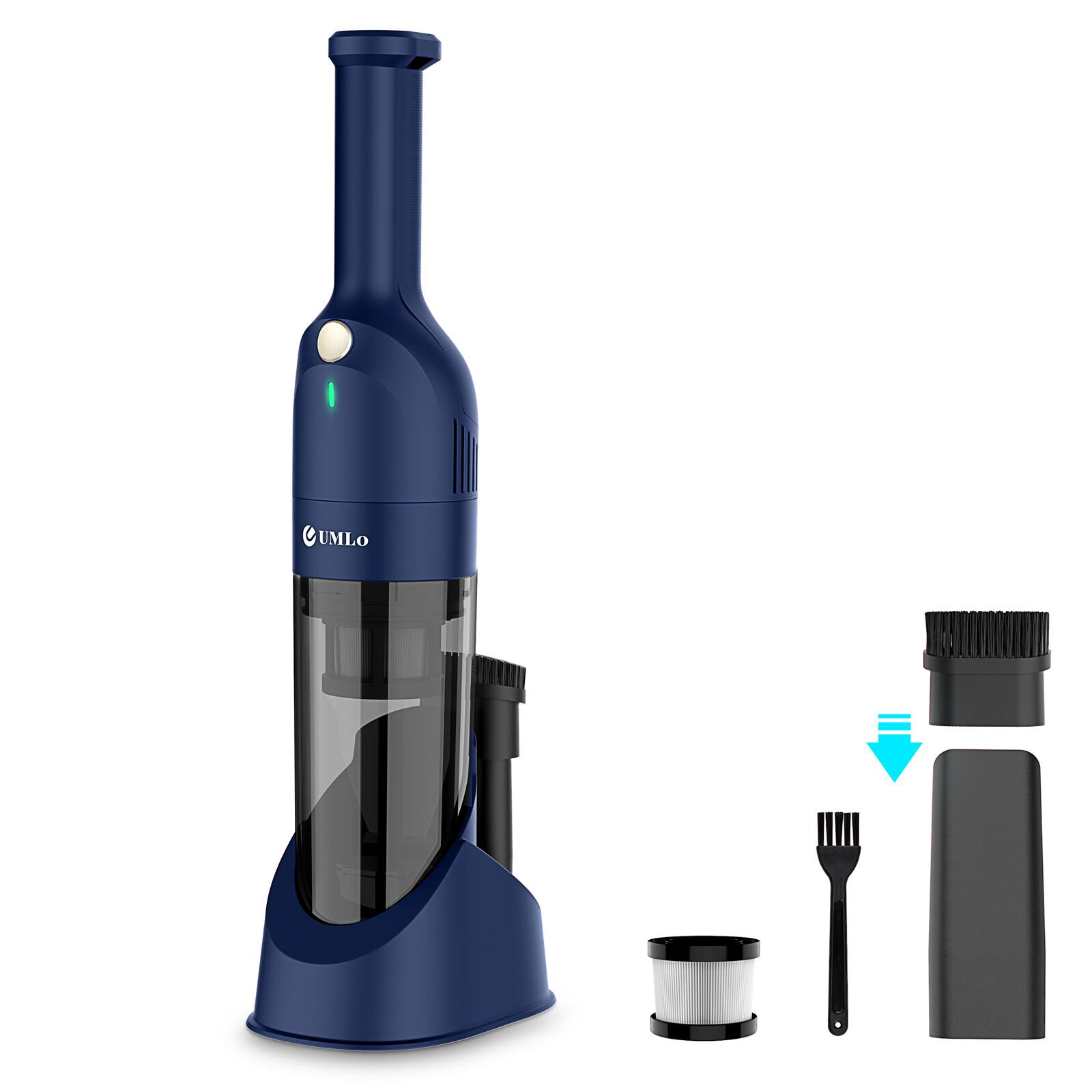 Front. GOODSILO - Cordless Handheld Vacuum - 10KPa Powerful Suction, 30min Runtime, Lightweight Design, HEPA Filter - Blue.
