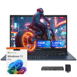 ASUS - Vivobook 14" FHD Business Laptop,Intel i5-1334U,16GB RAM,1TB SSD+128GB Docking Station Set,Win 11 Pro - Blue