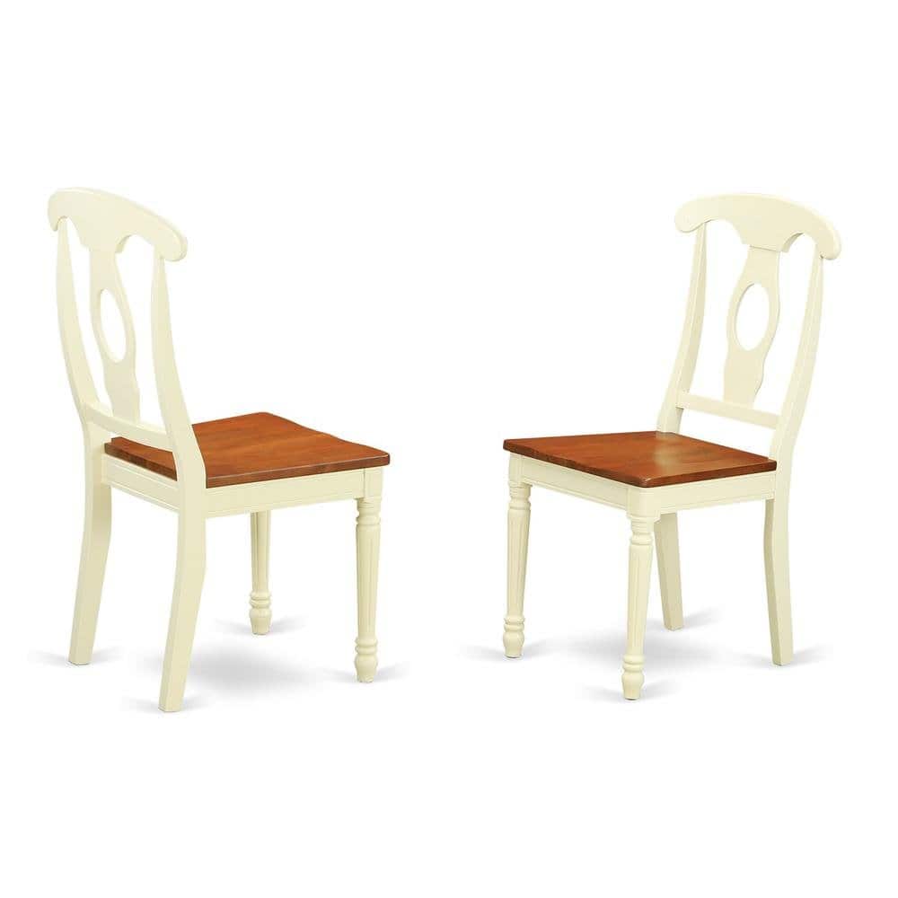 FurniFact - Elegant Wooden Dining Chair Set of 2 for Kitchen and Dining Room - Buttermilk & Cherry