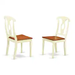 FurniFact - Elegant Wooden Dining Chair Set of 2 for Kitchen and Dining Room - Buttermilk & Cherry