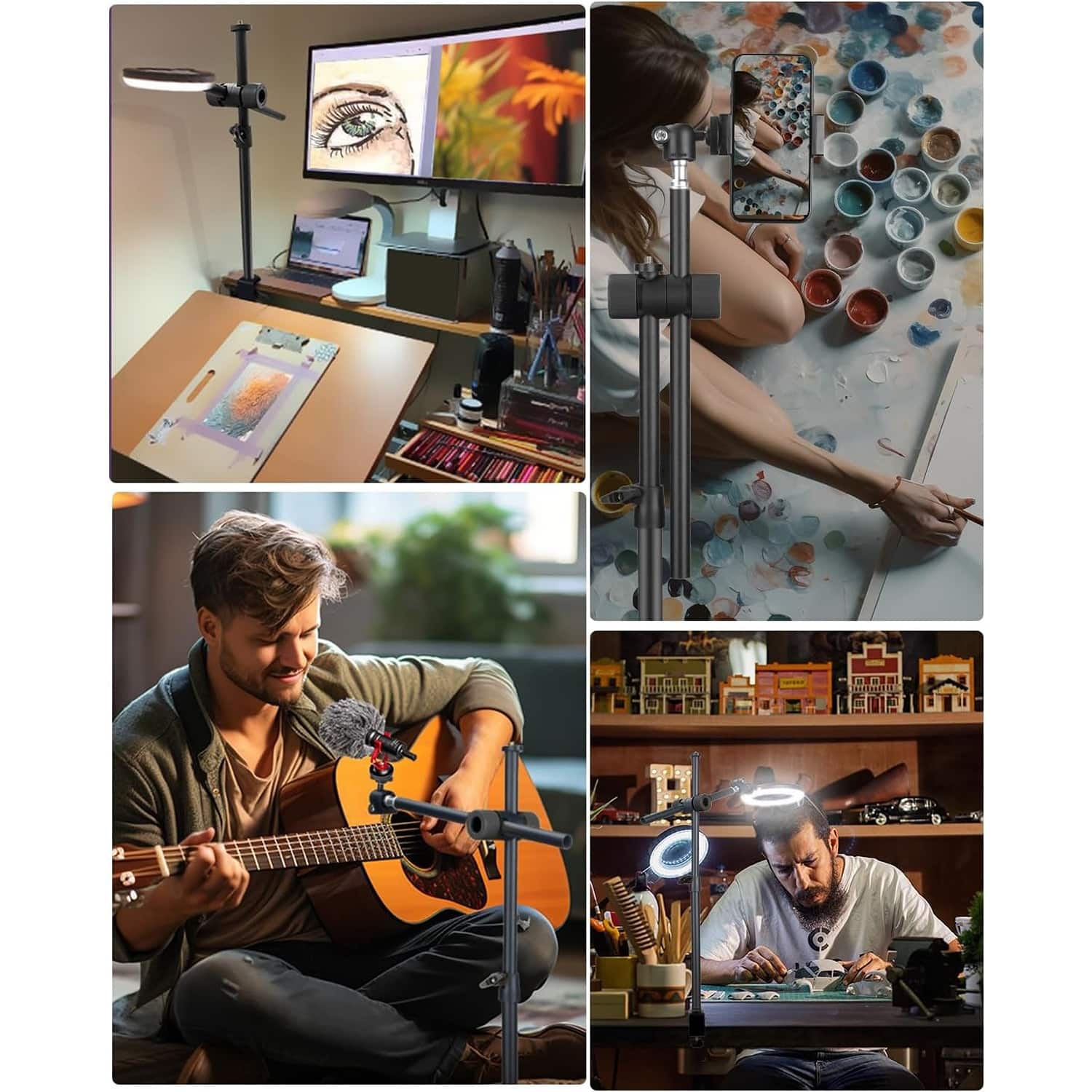 Angle. PARKER SLATER - Overhead Camera Desk Mount – 360° Adjustable Arm with Ball Head & Phone Holder for Webcam, Mic, Light.