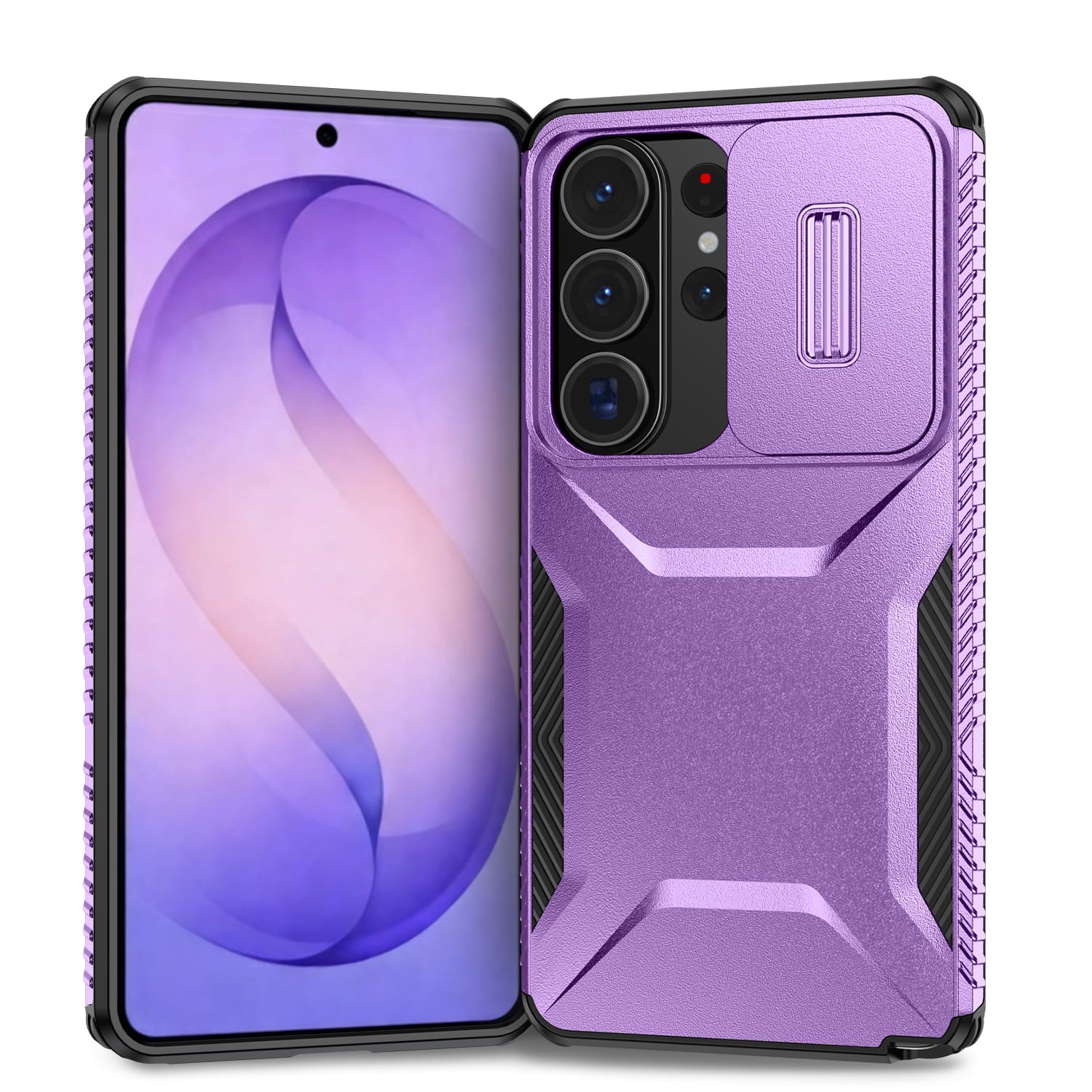 UUCOVER - For Samsung Galaxy S26 Ultra Dual Layer Case with Sliding Lens Cover, Anti-slip Bumper Drop Protection Slim Phone Shell - Purple