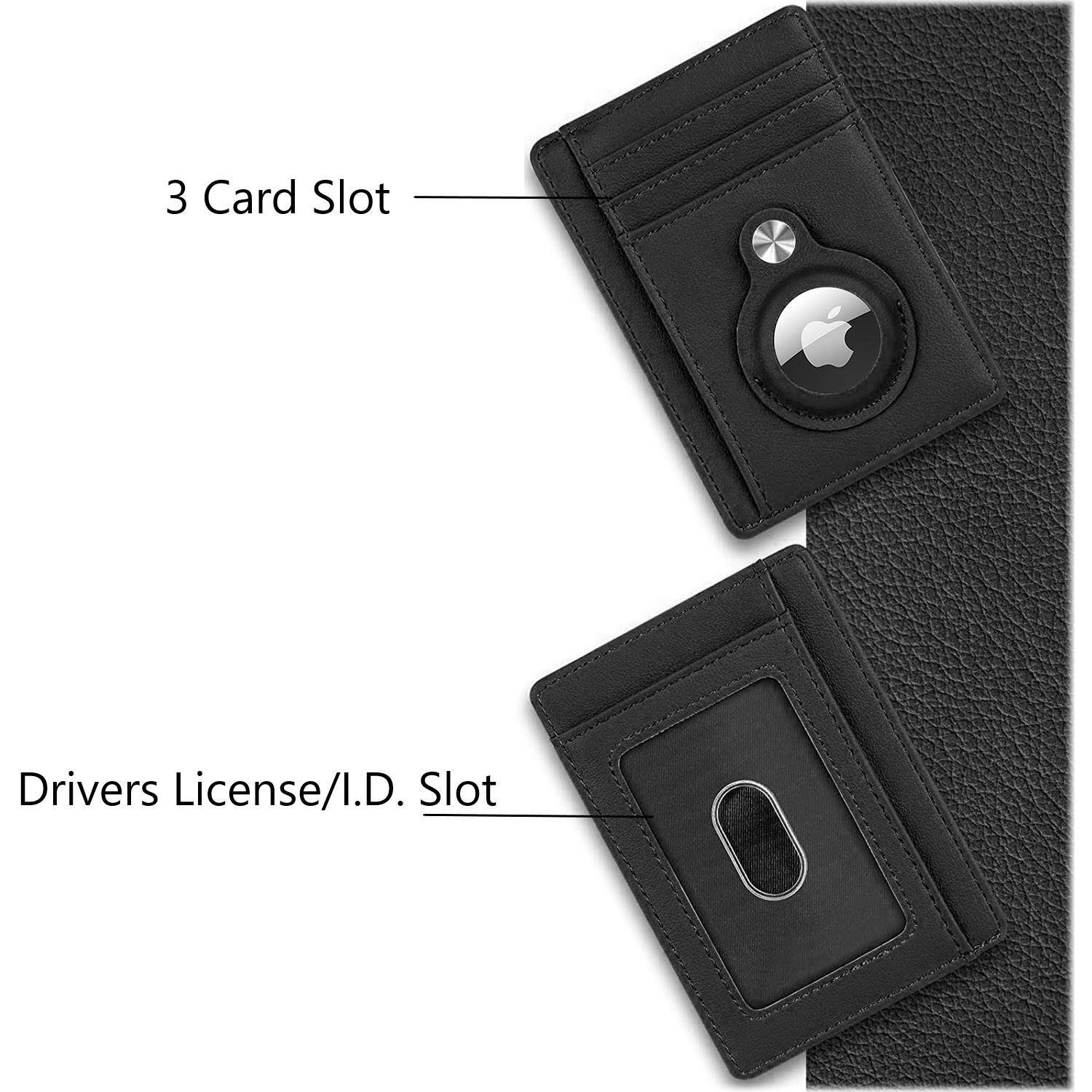 Alt View 13. SaharaCase - Slim Genuine Leather Wallet Case for Apple AirTag - Black.