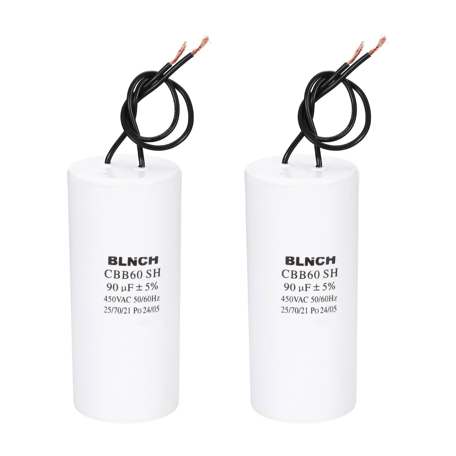 Unique Bargains - 2pcs 90uF CBB60 Running Capacitor, AC 450V 2 Wire for Air Compressor, Washing Machine, Refrigerator, Air Conditioner - White price history on PriceWatchPro