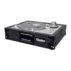 Front. Headliner - Pitch Black Turntable Flight Case for Standard DJ Turntables, Protective Road Case with Foam Lining and Lid Pads.