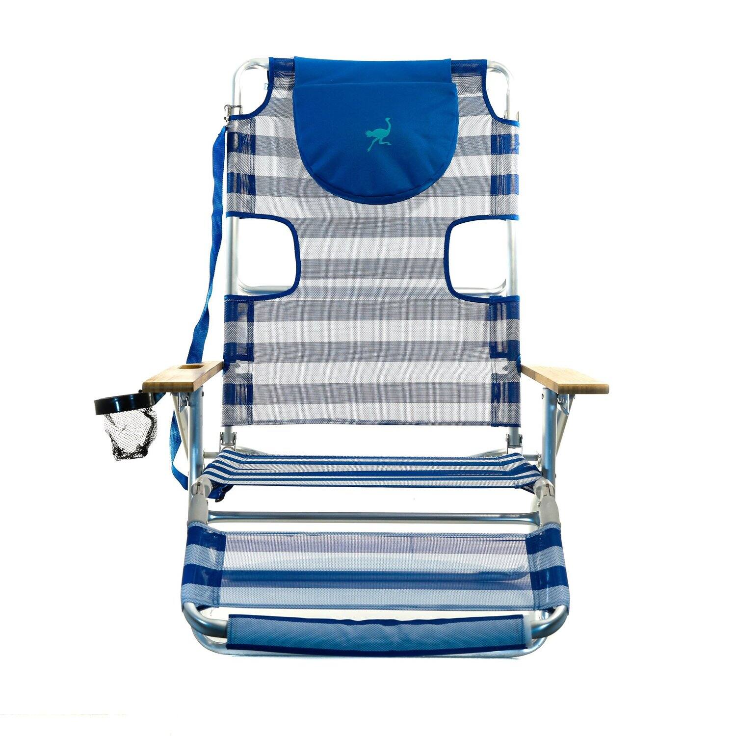 Alt View 5. Ostrich - Ostrich 3-N-1 Aluminum Multi-Position Reclining Beach Chair, Striped (2 Pack) - Striped.