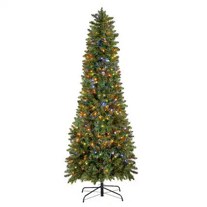 Front. VEVOR - Christmas Tree,6ft Prelit Artificial Xmas Tree, Full Holiday Decor Trees with 240 Colorful LED Lights, 11 Lighting Modes - Green.