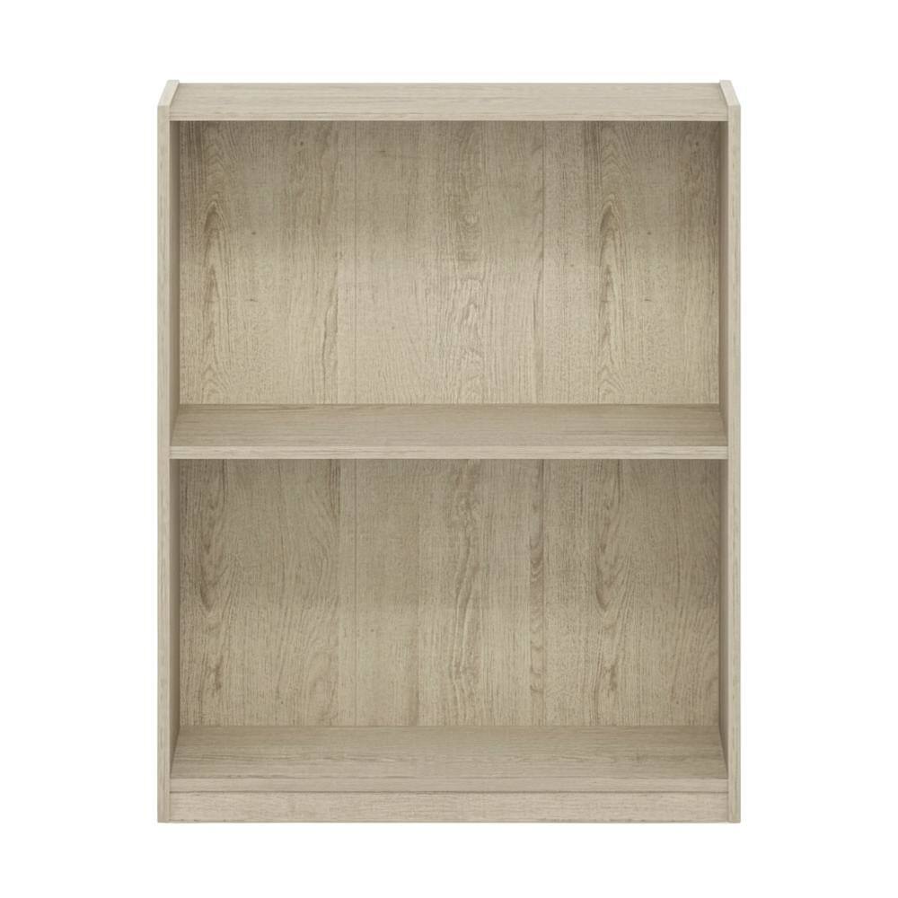 Back. FurniFact - Wooden 2-Tier Open Shelf Bookcase with Sturdy Construction in Brown Finish - Metropolitan Pine.