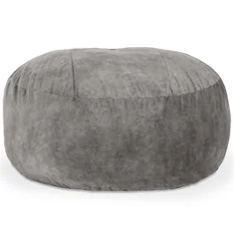 Jaxx - Saxx 6 Foot Giant Bean Bag Chair - Padded Microvelvet, Pewter - Padded Microvelvet - Pewter