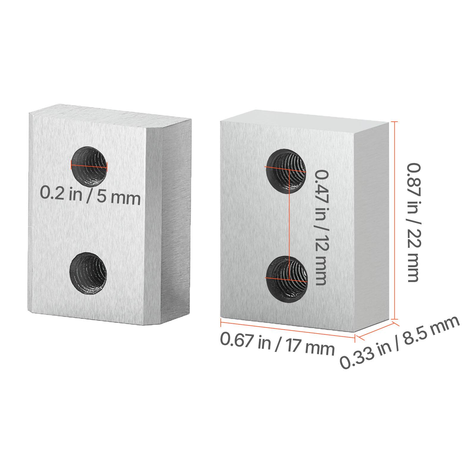 0.2 in / 5 mm  
0.47 in / 12 mm  
0.87 in / 22 mm  
0.67 in / 17 mm  
0.33 in / 8.5 mm