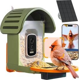 FINEAK - Solar Smart Bird Feeder-2.5K AI Camera, Real-time Wildlife Experience - Green