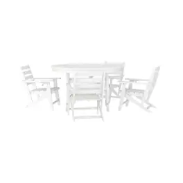 Flash Furniture - Tolleson Commercial 5 Piece Adirondack Dining Set with 48" Round Indoor/Outdoor Recycled HDPE Table and 4 Chairs with Cu - White