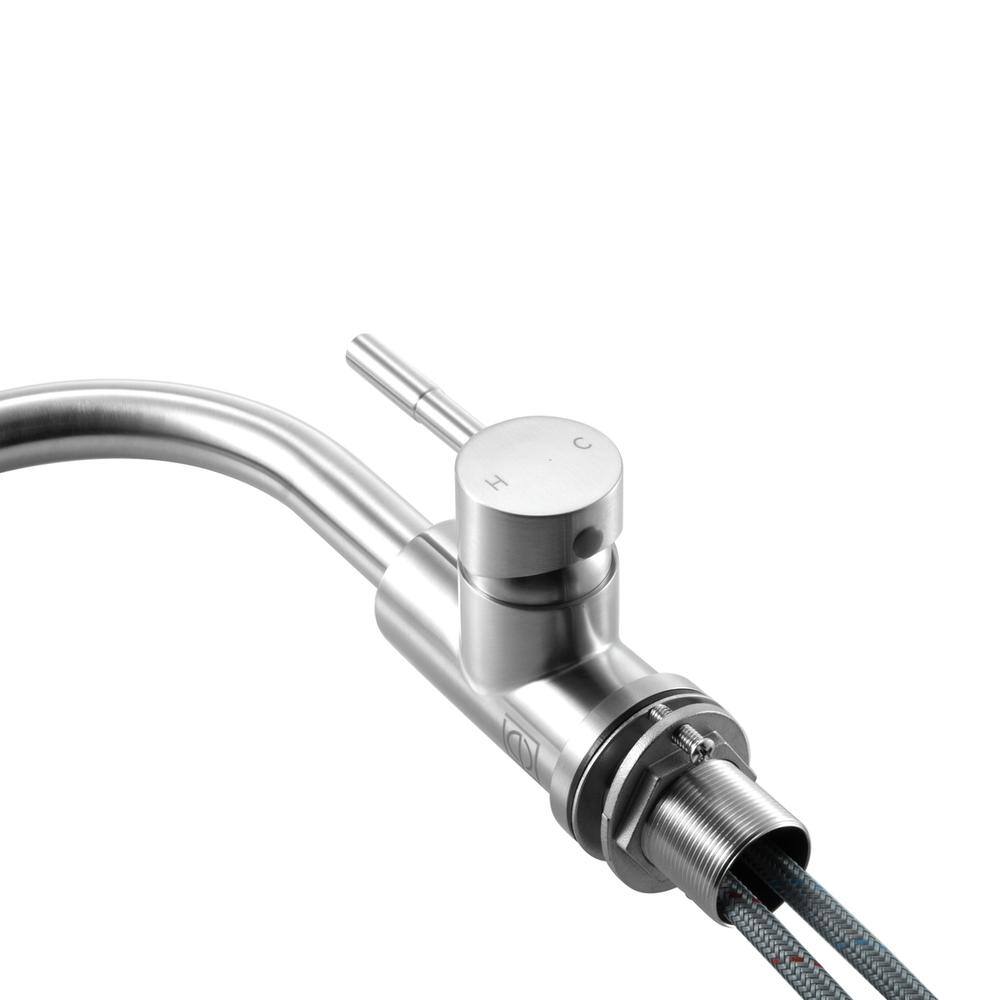 Alt View 2. Elegant Kitchen and Bath - Louis Single Hole Single Handle Bathroom Faucet in Brushed Nickel - Brushed Nickel.