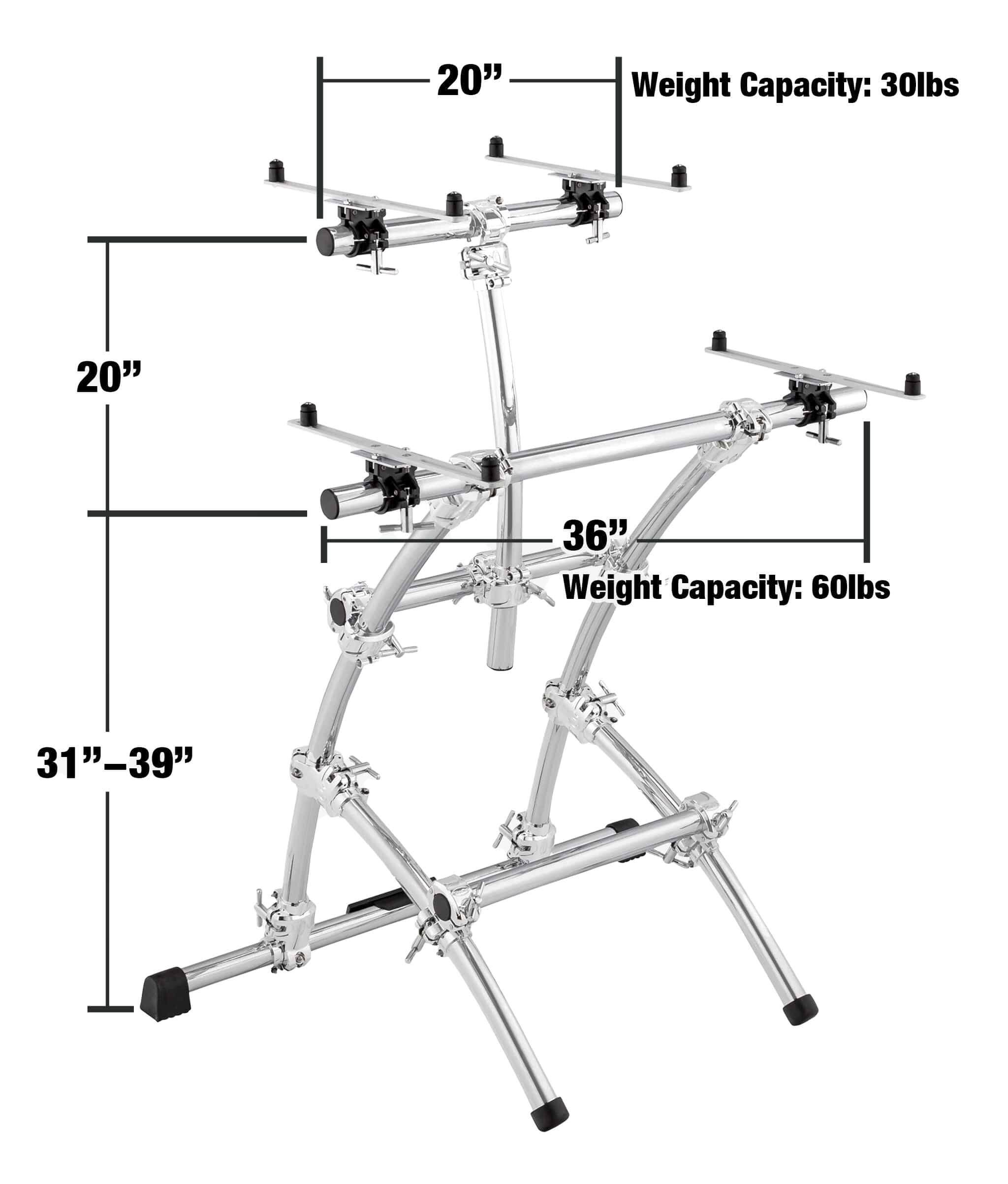20"  
Weight Capacity: 30lbs  
20"  
36"  
Weight Capacity: 60lbs  
31"-39"