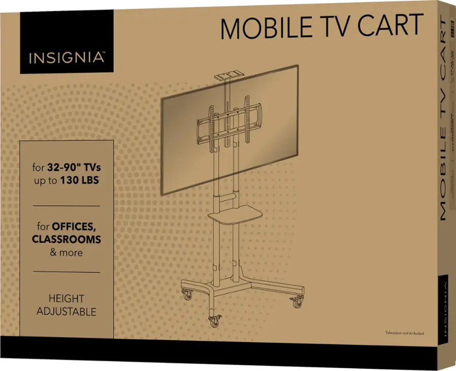 INSIGNIA for 32-90" TVs up to 130 LBS for OFFICES, CLASSROOMS & more HEIGHT ADJUSTABLE MOBILE TV CART CART TV MOBILE Television not included INSIGNIA !  |  - I ee R..