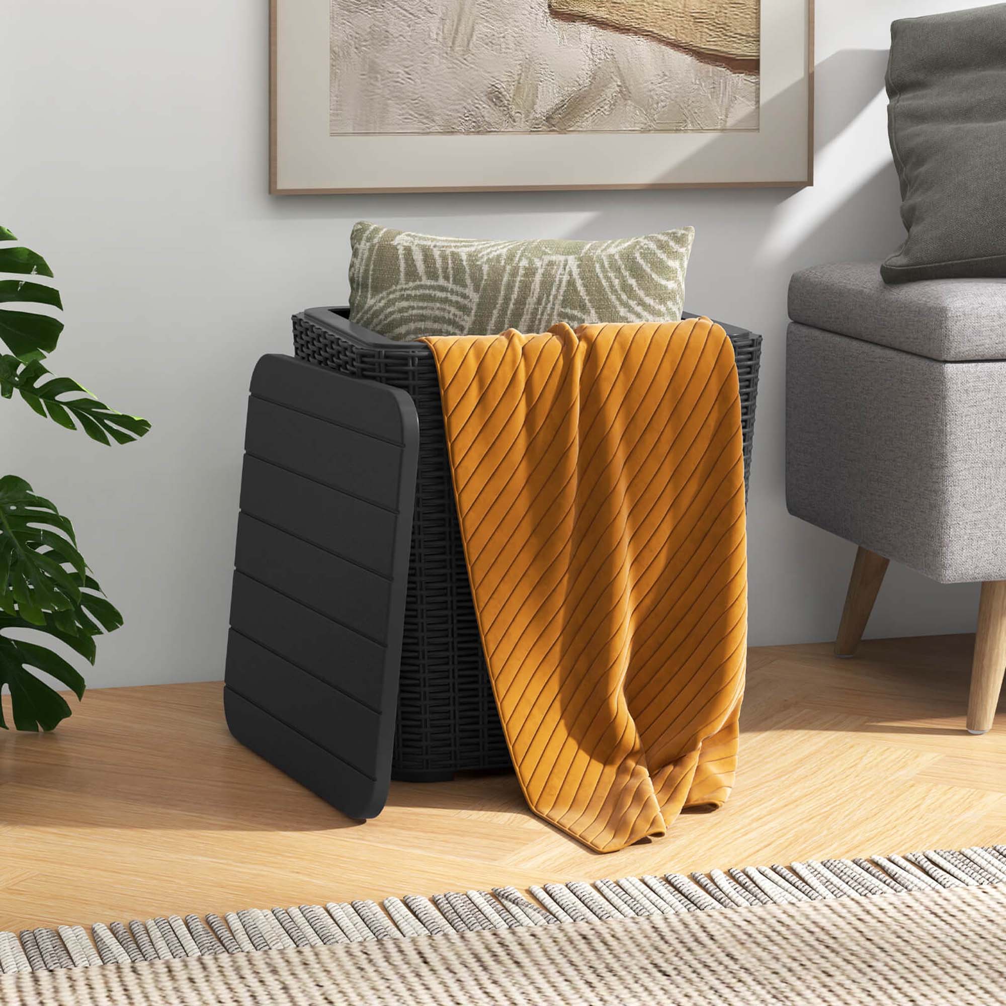 Alt View 3. Costway - Costway 11.5 Gallon Water-proof Deck Box with Removable Lid Storage Container Side Table - Black.