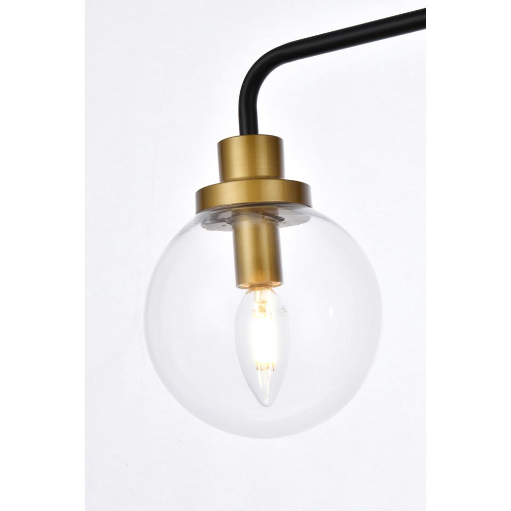 Alt View 1. Living District - Hanson 3 lights bath sconce in black with brass with clear shade - Black And Brass And Clear Shade.