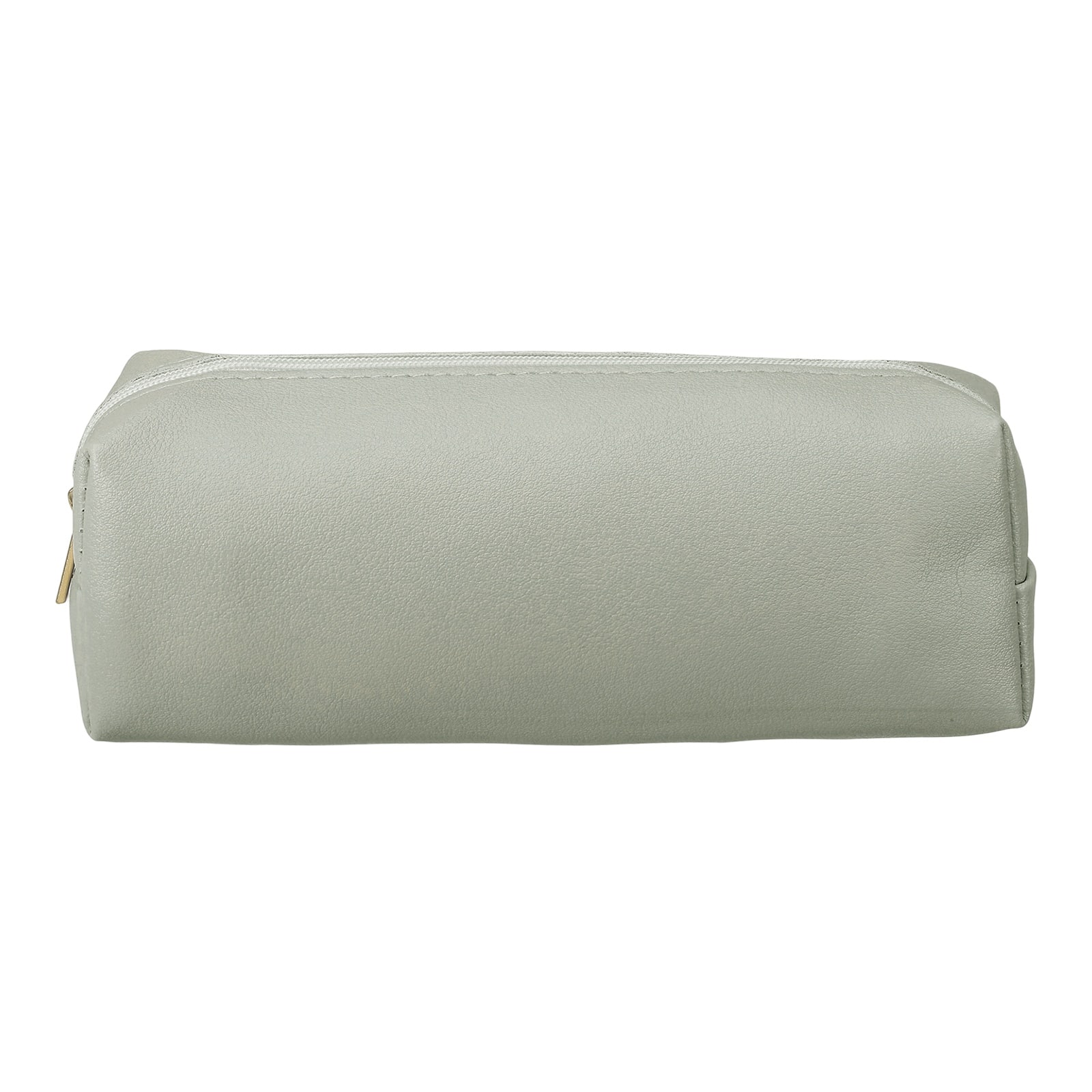 Unique Bargains - 1pc Leather Pen Pouch, Small Zippered Pencil Case, Stationery & Makeup Organizer for Adults - Gray
