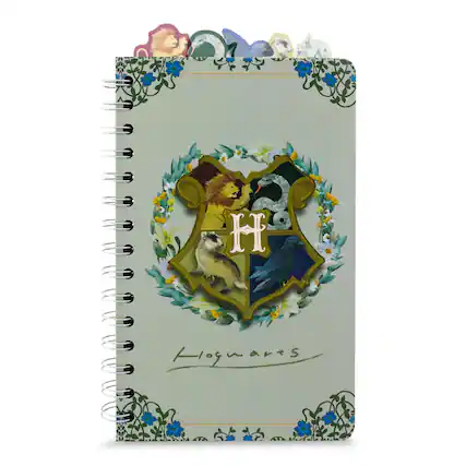 Front. Silver Buffalo - Harry Potter Hogwarts Houses 5-Tab Spiral Notebook With 75 Sheets | 5 x 8 Inches - Blue.