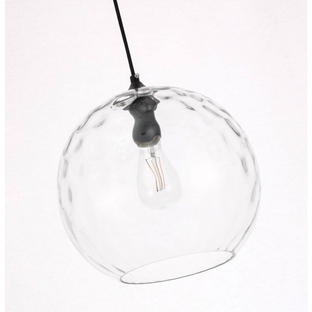 Alt View 2. Living District - Gibson 1 light Black and Clear glass pendant - Black And Clear Glass.