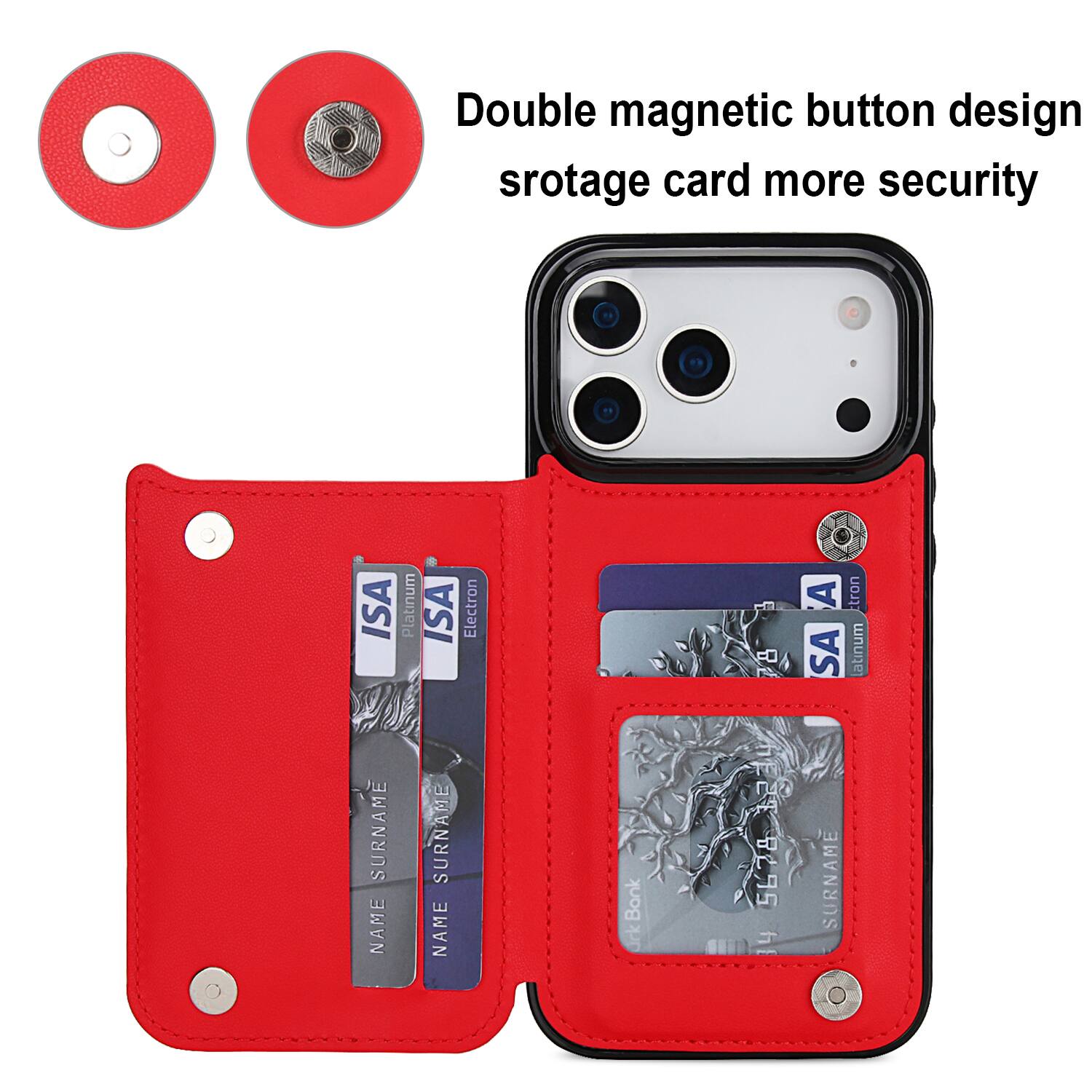 Dteck Wallet Case for iPhone 17 Pro, RFID Blocking Double Magnetic ...