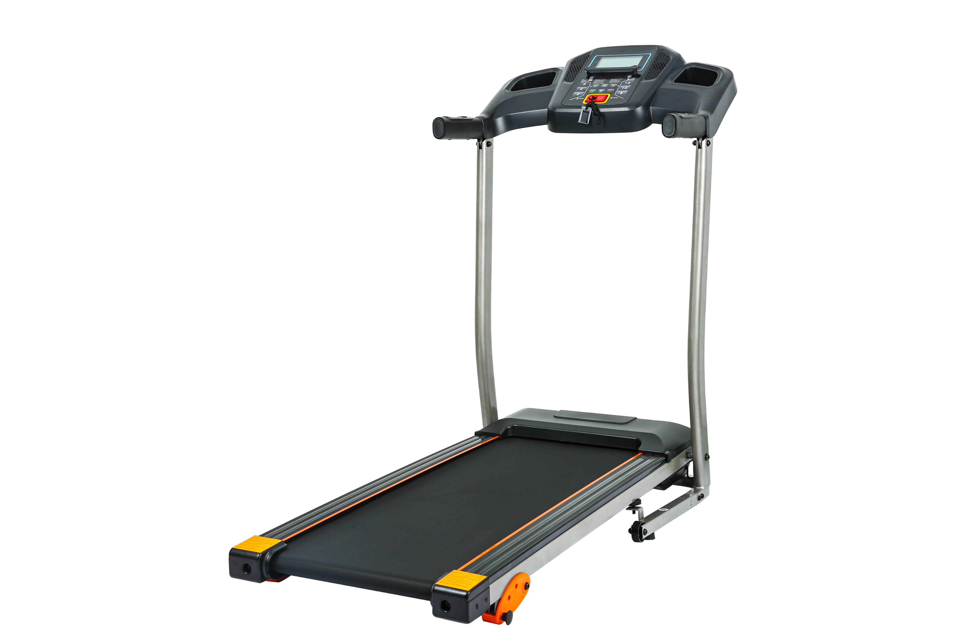 Left. APRILSOUL - Folding Treadmill 3HP 12KMH LCD 4 Incline Levels 12 Preset Programs Bluetooth Black - Black.