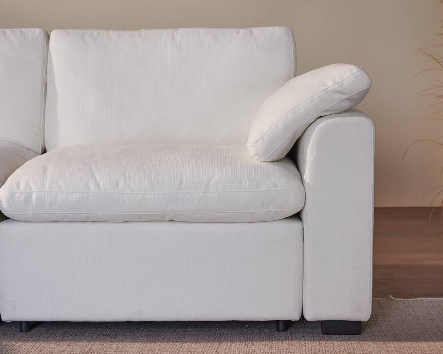 Dyonery Large sized down modular cloud sofa cotton fabric light gray. L ...
