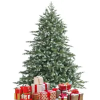 Costway - 6ft Artificial Christmas Spruce Hinged Tree w/ 892 Mixed PE & PVC Tips - Green/White - Front_Zoom