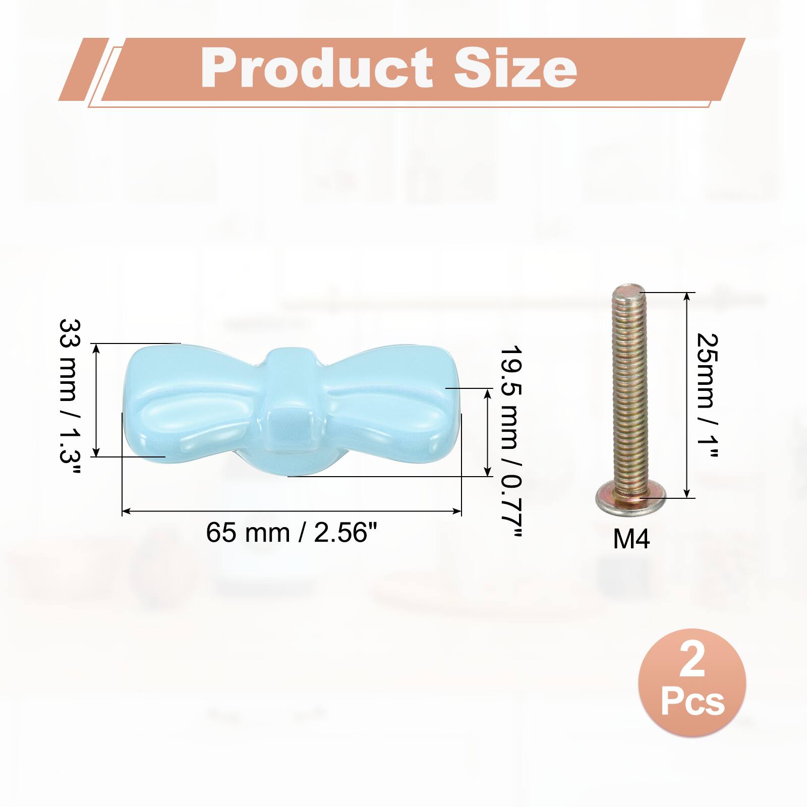 Product Size

33 mm / 1.3"  
65 mm / 2.56"  
19.5 mm / 0.77"  
M4 25mm / 1"  

2 Pcs