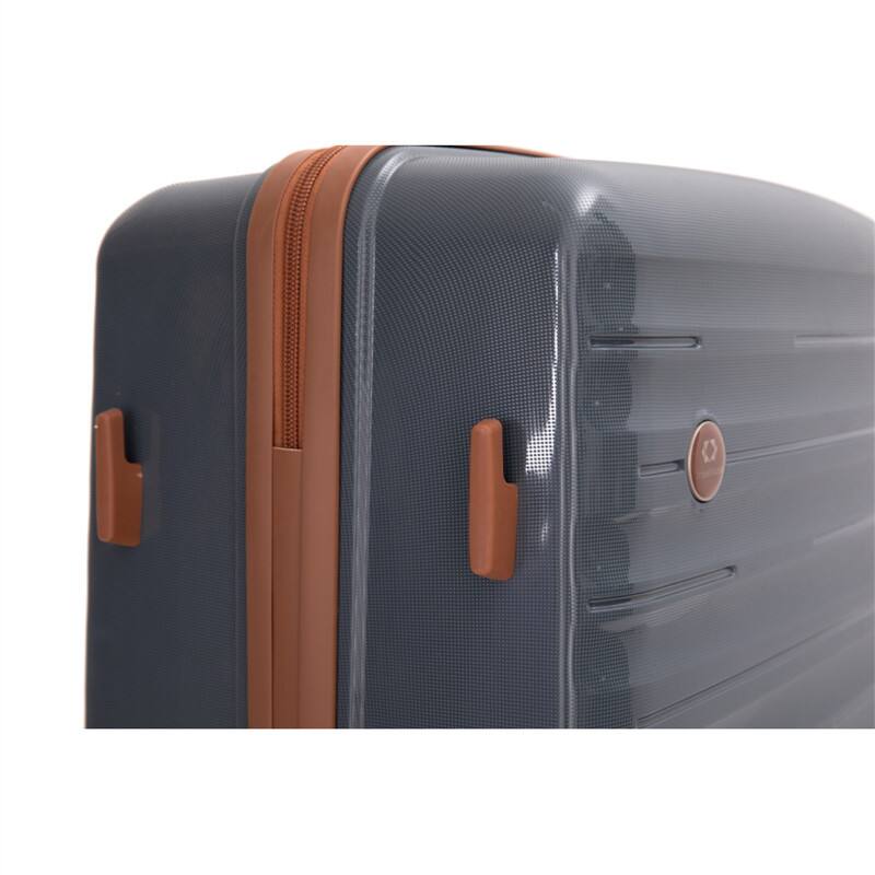 Left. HTUTWOO - 5-Piece Luggage Set -PP Hardshell Luggage Set with TSA Lock Durable Spinner Wheels,20/24/28" + Travel Bag & Toiletry Bag - DARK GREY.