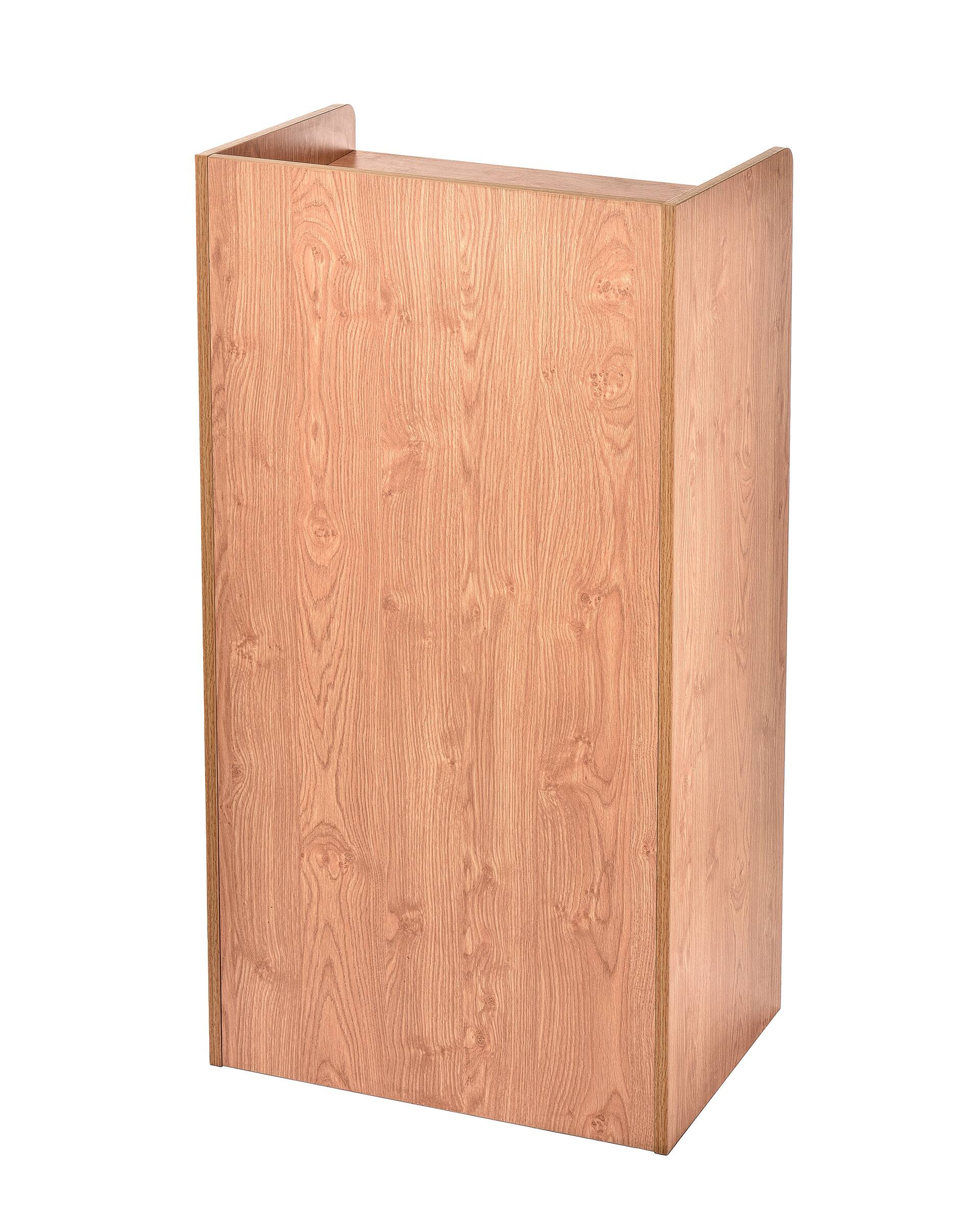 Back. AdirOffice - Podium Lectern, Wood Mobile Presentation Lectern Stand with Shelves - Medium Oak.