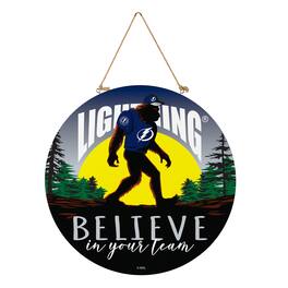 Evergreen Enterprises - Tampa Bay Lightning 18" Bigfoot "Believe in Yourself" Team Logo Wood Round Door Sign - Multicolor