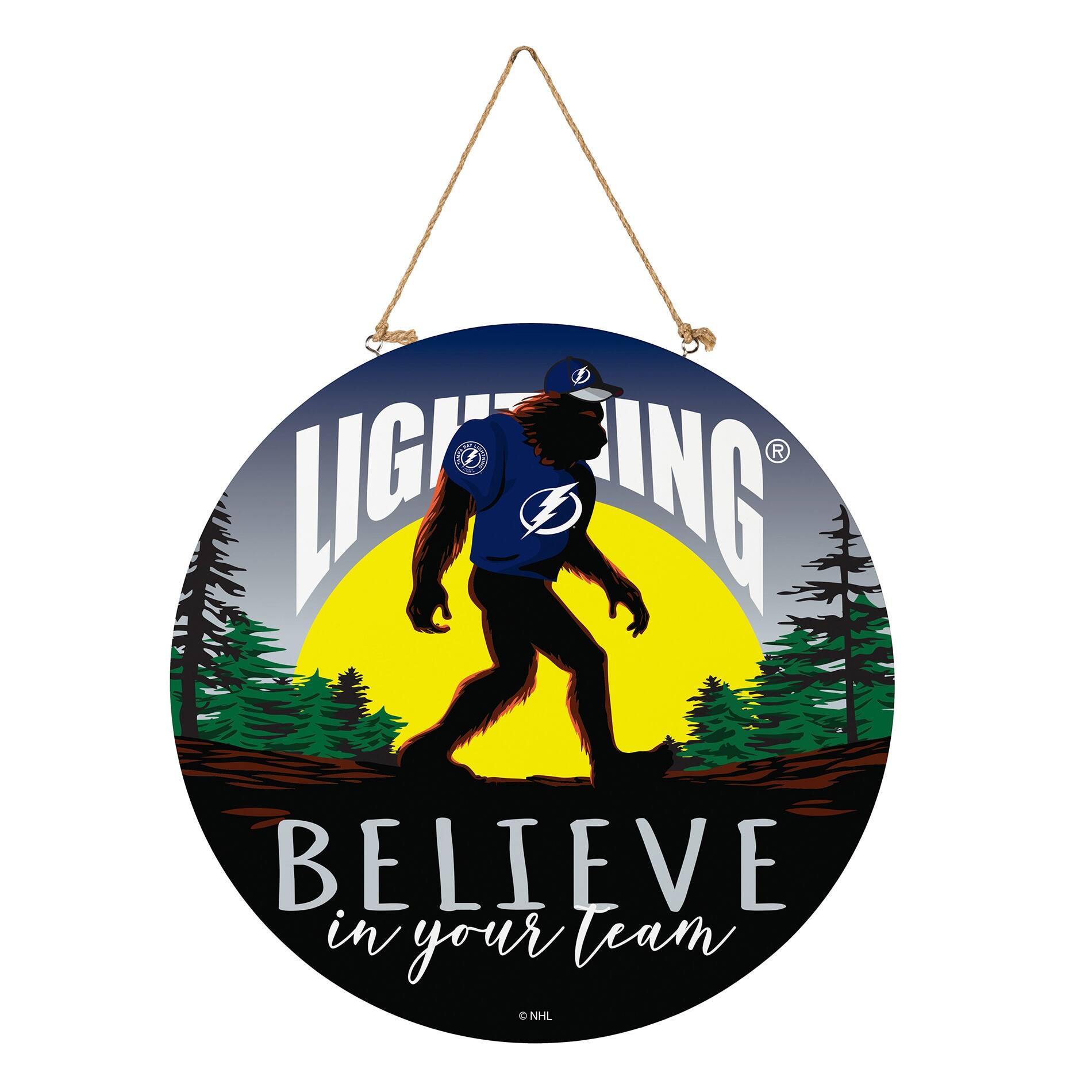 Tampa Bay Lightning 18" Bigfoot "Believe in Yourself" Team Logo Wood Round Door Sign