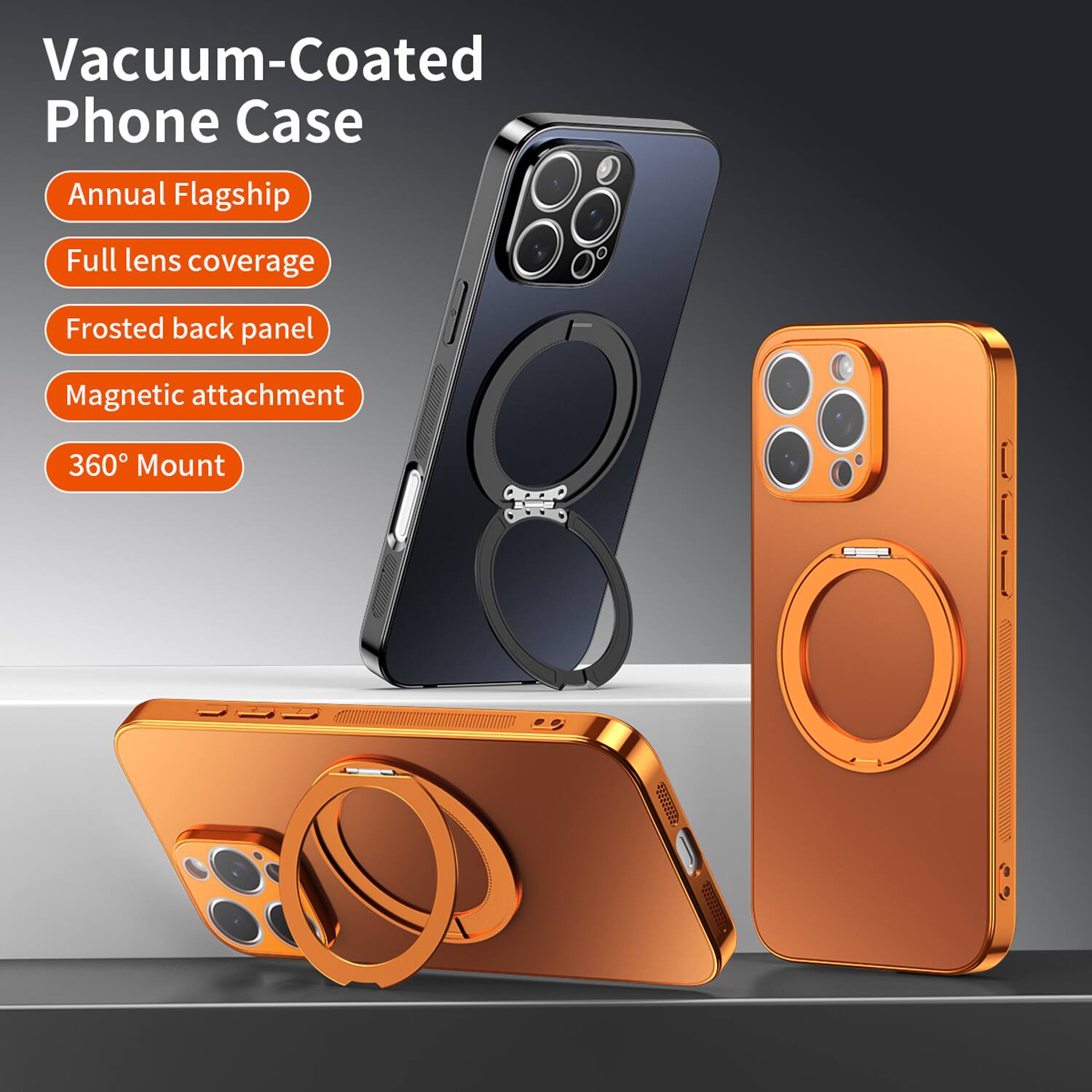 Vacuum-Coated Phone Case

Annual Flagship  
Full lens coverage  
Frosted back panel  
Magnetic attachment  
360° Mount