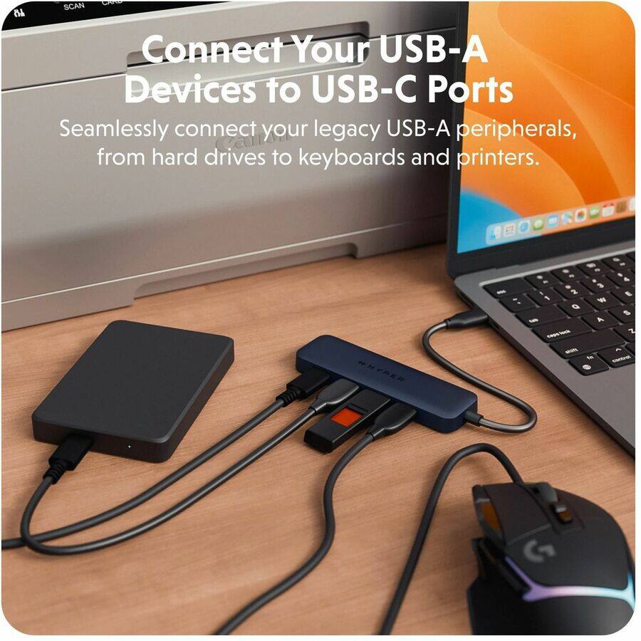 CND SCAN  
Connect Your USB-A Devices to USB-C Ports  
Seamlessly connect your legacy USB-A peripherals, from hard drives to keyboards and printers.