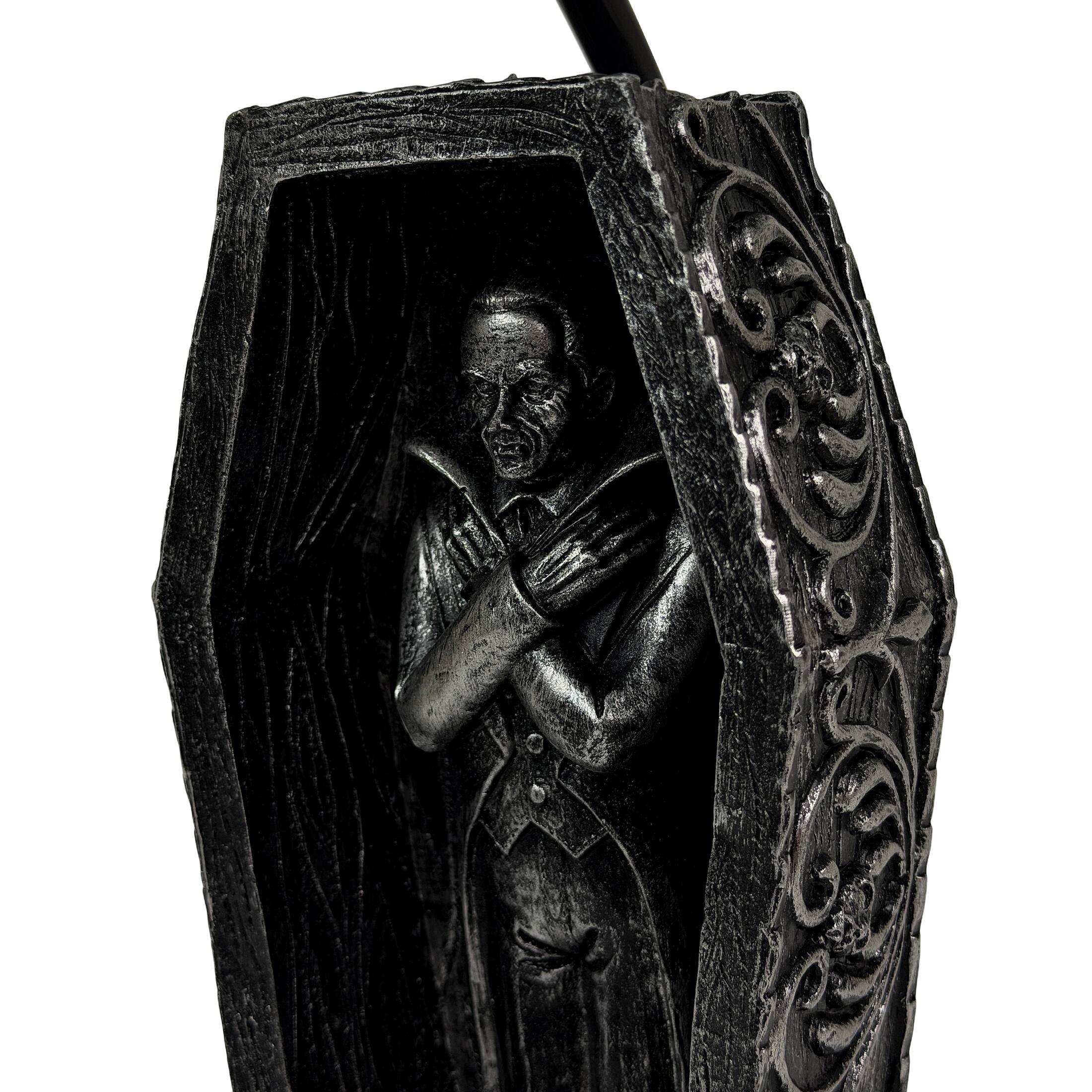 Alt View 10. Zeckos - Dark Dawning Vampire in the Coffin Black Table Lamp and Fabric Shade - Black.