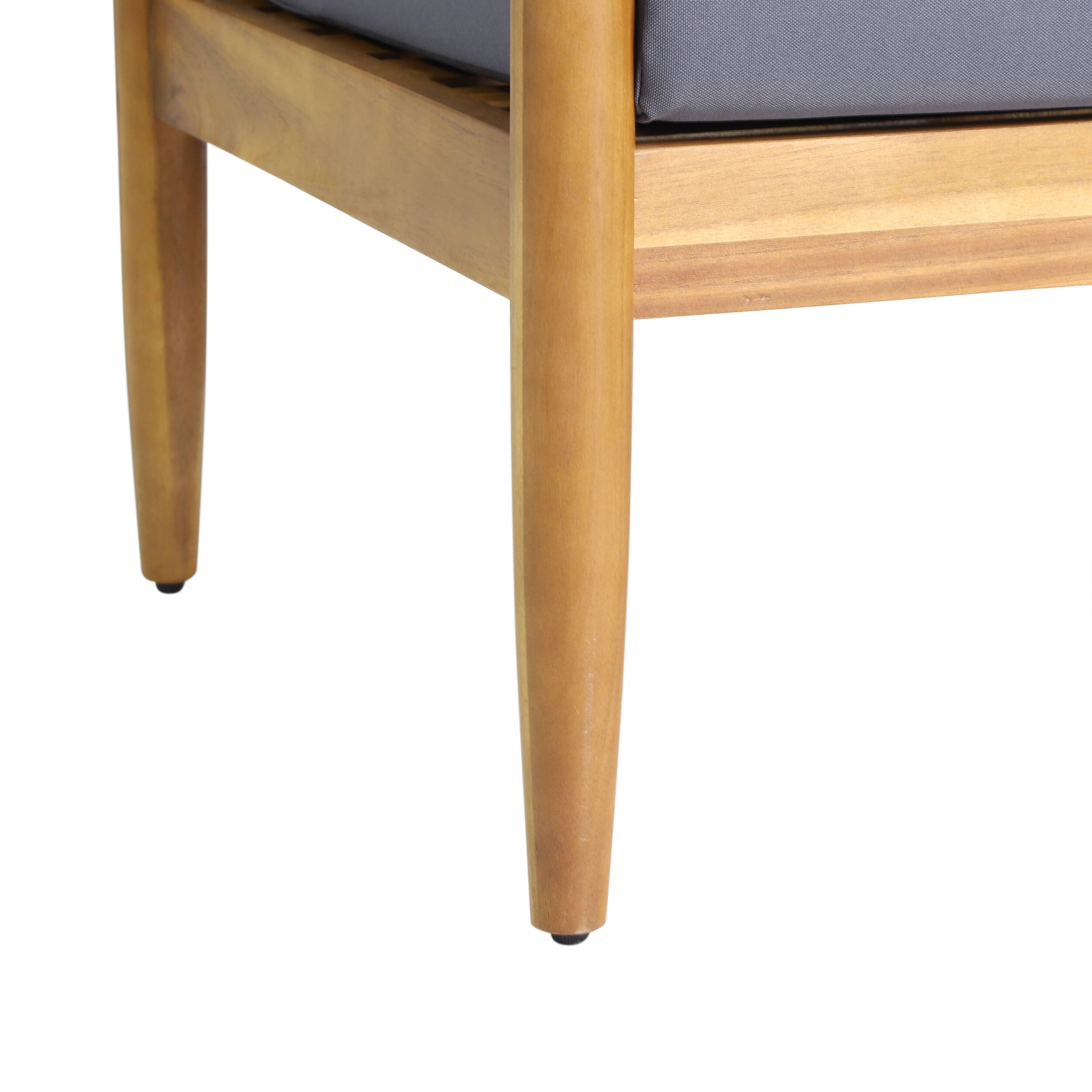 Alt View 5. Mondawe - Acacia Wood Outdoor Sofa with Water-Resistant Cushions - Dark Grey.