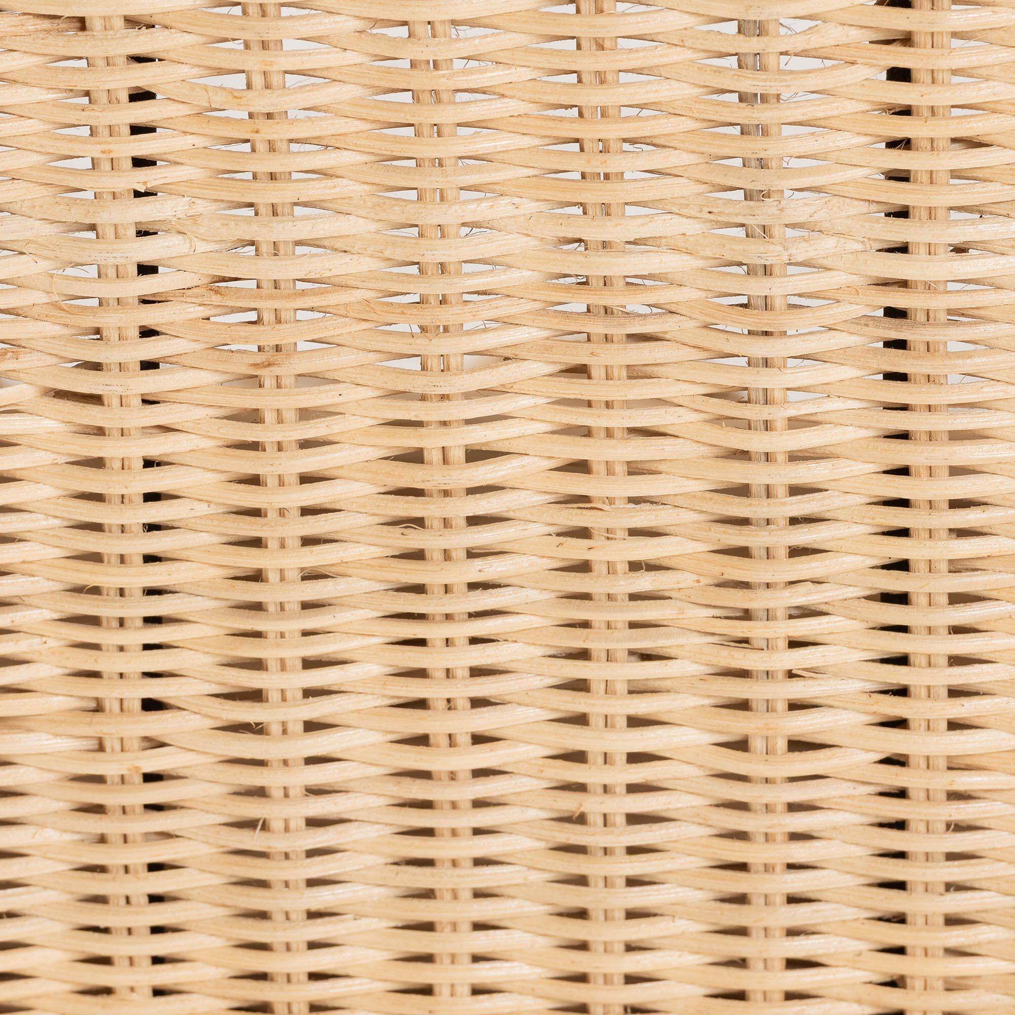 Alt View 1. bali & pari - Rotem Natural Rattan Ottoman with Cushion - Handwoven Wicker Pleated Skirt Accent Coffee Table, Small - Natural Brown.