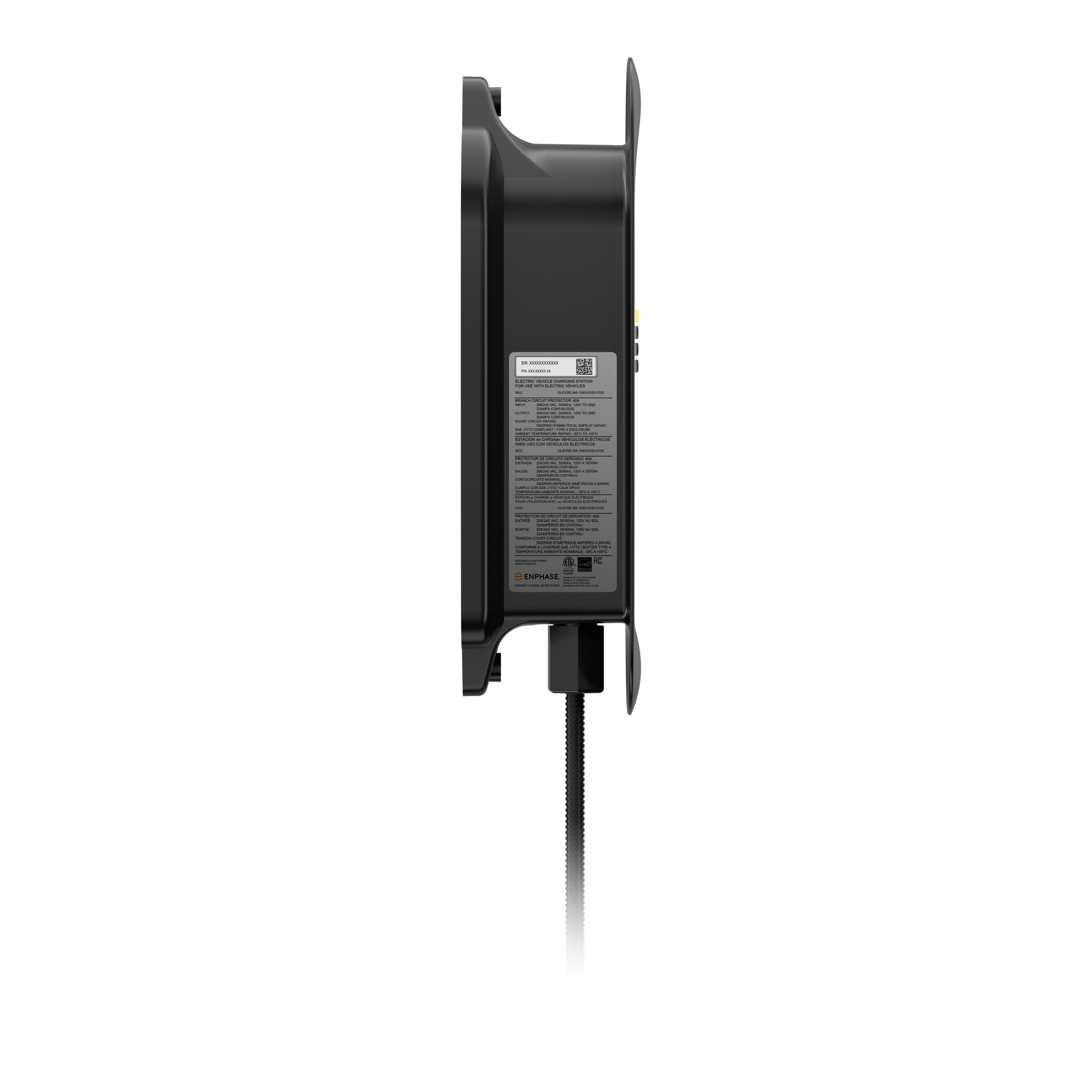Angle. Enphase - Enphase IQ 40 EV Charger with J1772 Connector.