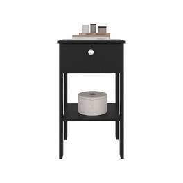 TuHome - Newcastle Nightstand With One Drawer And Open Shelf, Modern Bedside Table - Black