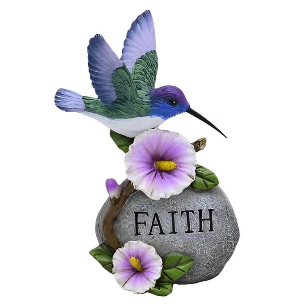 FC Design - 6.5"H Hummingbird with Faith Stone Figurine Statue Office Desk Tabletop Home Decor Gift - Multi-Color