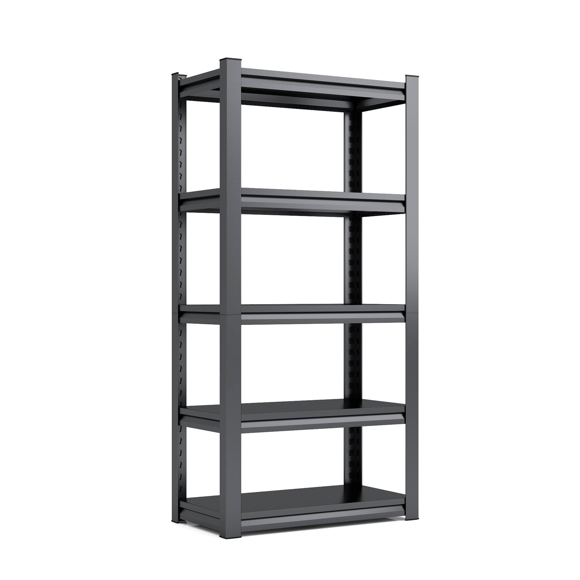 Angle. GOODSILO - 72-Inch Heavy-Duty 5-Tier Metal Storage Shelving Unit with 2000-Pound Capacity for Garage and Industrial Organization - Black+ Gray.